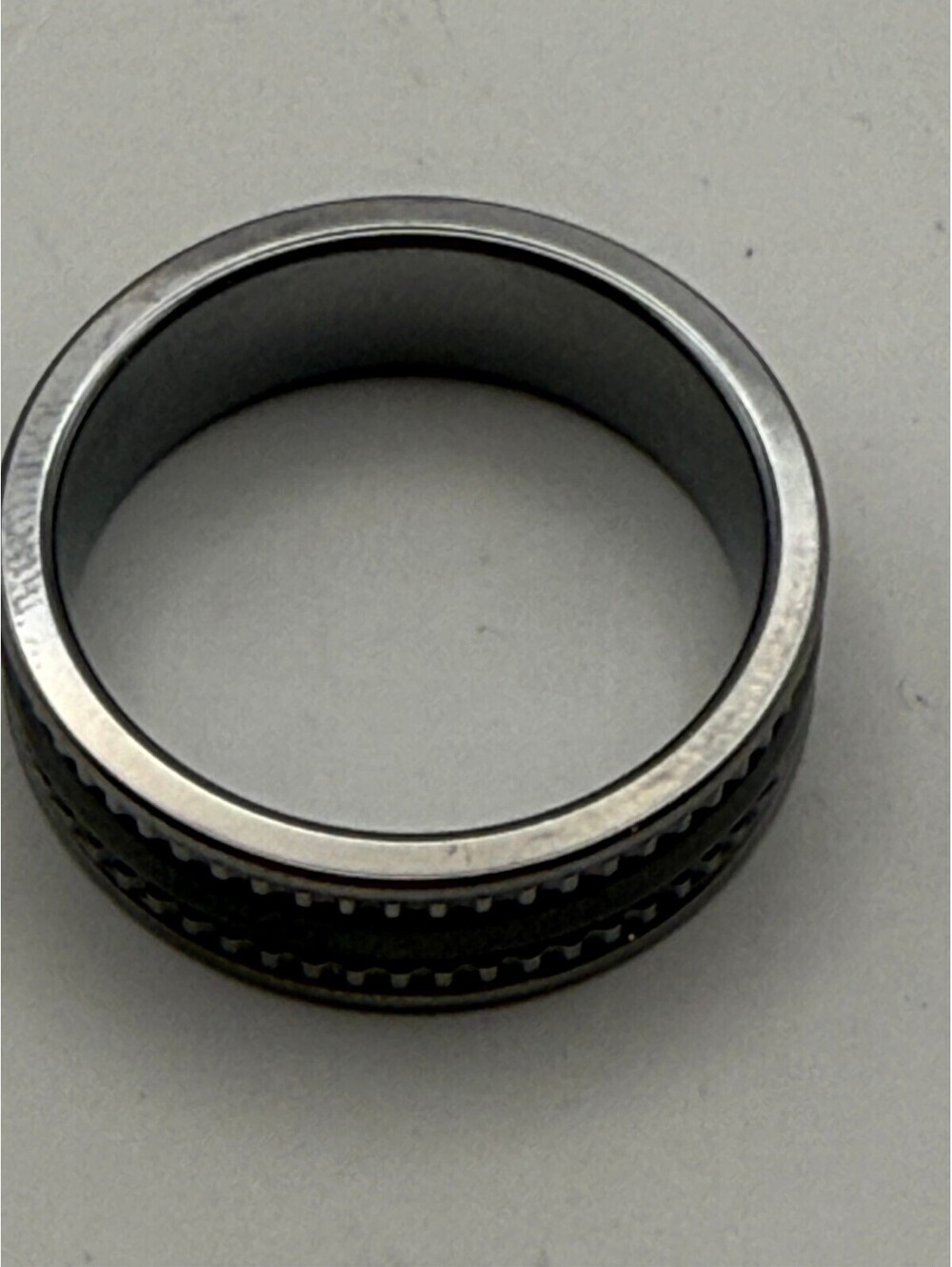 Lashbrook Tungsten Ceramic Men's Ring Black Silver Wedding Band Size 10